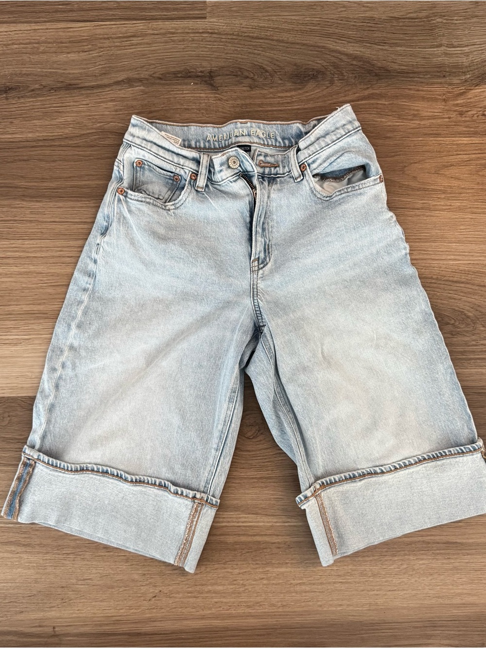 American Eagle Light Wash Denim Long Shorts